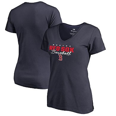 Women's Fanatics Branded Navy Boston Red Sox Script Assist V-Neck T-Shirt