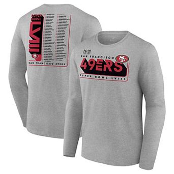 Men's Heather Gray San Francisco 49ers Super Bowl LVIII Two-Side Roster Big & Tall Long Sleeve T-Shirt