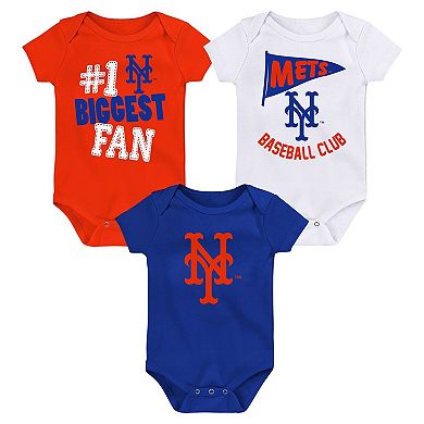 Newborn & Infant Fanatics Branded New York Mets Fan Pennant 3-Pack Bodysuit Set