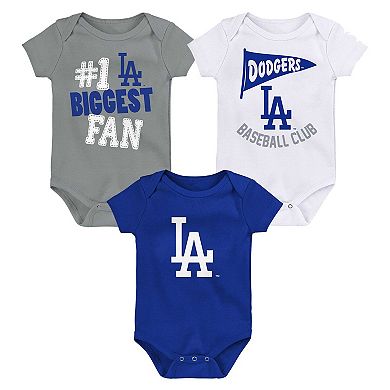 Infant Fanatics Branded Los Angeles Dodgers Fan Pennant 3-Pack Bodysuit Set