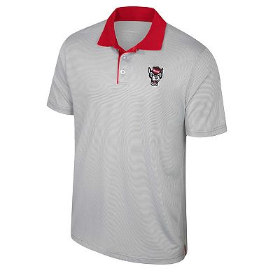 Men's Colosseum Gray NC State Wolfpack Tuck Striped Polo