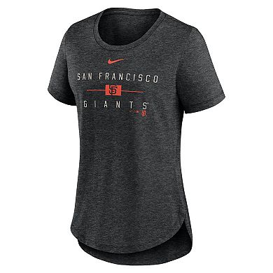 Women's Nike Heather Black San Francisco Giants Knockout Team Stack Tri-Blend T-Shirt