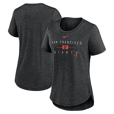 Women's Nike Heather Black San Francisco Giants Knockout Team Stack Tri-Blend T-Shirt