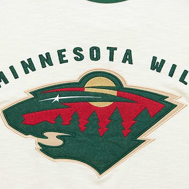 Men's Mitchell & Ness Cream Minnesota Wild Legendary Slub Vintage Raglan Long Sleeve T-Shirt