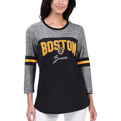 Women's G-III 4Her by Carl Banks Black Boston Bruins Play The Game 3/4-Sleeve T-Shirt