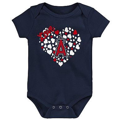 Girls Infant Fanatics Branded Los Angeles Angels 3-Pack Home Run Bodysuit Set