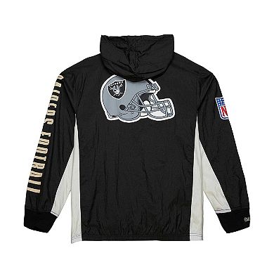 Men's Mitchell & Ness Black Las Vegas Raiders Team OG 2.0 Anorak Vintage Logo Quarter-Zip Windbreaker Jacket