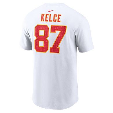 Men's Nike Travis Kelce White Kansas City Chiefs Super Bowl LVIII Patch Player Name & Number T-Shirt