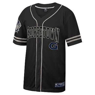 Men's Colosseum Black Georgetown Hoyas Free Spirited Mesh Button-Up Baseball Jersey