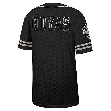 Men's Colosseum Black Georgetown Hoyas Free Spirited Mesh Button-Up Baseball Jersey