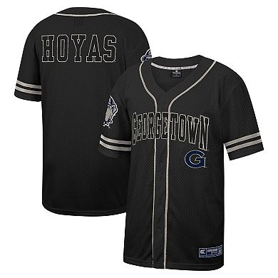 Men's Colosseum Black Georgetown Hoyas Free Spirited Mesh Button-Up Baseball Jersey