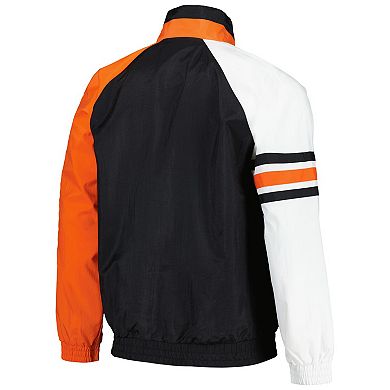 Men's Starter Black/Orange San Francisco Giants Elite Raglan Half-Zip Jacket