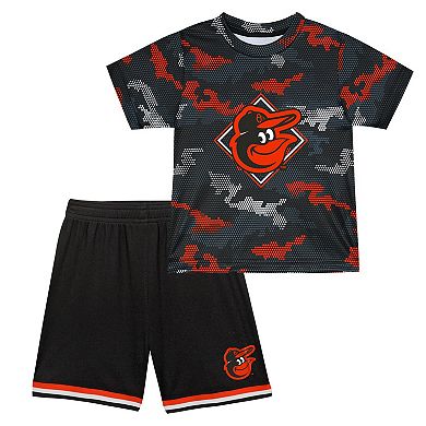 Toddler Fanatics Branded Black Baltimore Orioles Field Ball T-Shirt & Shorts Set