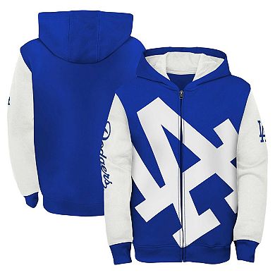 Youth Fanatics Branded Royal/White Los Angeles Dodgers Postcard Full-Zip Hoodie Jacket