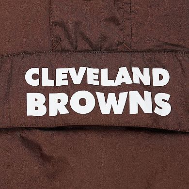 Men's Mitchell & Ness Brown Cleveland Browns Team OG 2.0 Anorak Vintage Logo Quarter-Zip Windbreaker Jacket