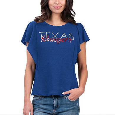 Women's G-III 4Her by Carl Banks Royal Texas Rangers Crowd Wave T-Shirt