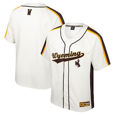 Men's Colosseum Cream Wyoming Cowboys Ruth Button-Up Baseball Jersey