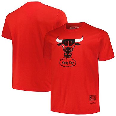 Men's Mitchell & Ness Red Chicago Bulls Big & Tall Hardwood Classics Vintage Logo T-Shirt