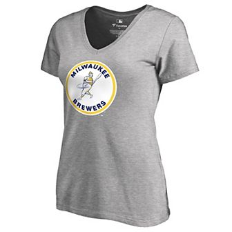 Women's Fanatics Branded Ash Milwaukee Brewers Cooperstown Collection Forbes T-Shirt