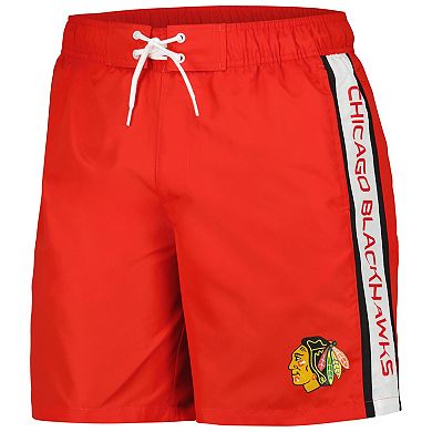 Men's G-III Sports by Carl Banks Red Chicago Blackhawks Streamline Volley Swim Trunks