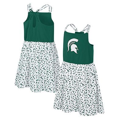 Girls Youth Colosseum Green/White Michigan State Spartans Robin Floral Dress