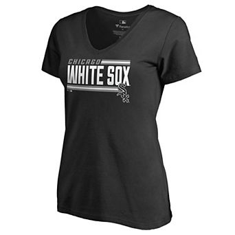 Women's Fanatics Branded Black Chicago White Sox Onside Stripe V-Neck T-Shirt