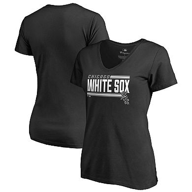 Women's Fanatics Branded Black Chicago White Sox Onside Stripe V-Neck T-Shirt