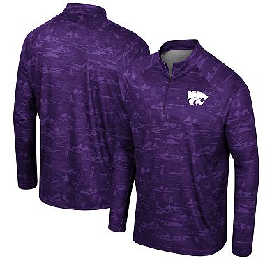 Men's Colosseum Purple Kansas State Wildcats Carson Raglan Quarter-Zip Jacket