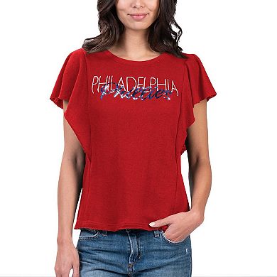 Women's G-III 4Her by Carl Banks Red Philadelphia Phillies Crowd Wave T-Shirt