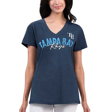 Women's G-III 4Her by Carl Banks Navy Tampa Bay Rays Key Move V-Neck T-Shirt