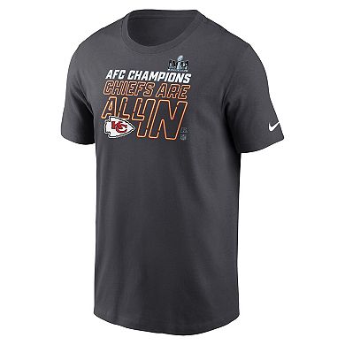 Men's Nike Anthracite Kansas City Chiefs 2023 AFC Champions Locker Room Trophy Collection Tall T-Shirt