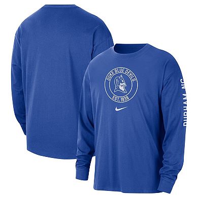Men's Nike Royal Duke Blue Devils Heritage Max90 Long Sleeve T-Shirt