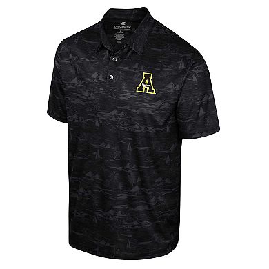 Men's Colosseum Black Appalachian State Mountaineers Daly Print Polo