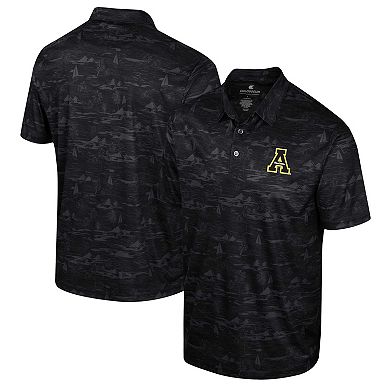 Men's Colosseum Black Appalachian State Mountaineers Daly Print Polo