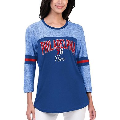 Women's G-III 4Her by Carl Banks Royal Philadelphia 76ers Play the Game Three-Quarter Sleeve T-Shirt