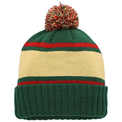 Men's American Needle Green/Gold Minnesota Wild Pillow Line Cuffed Knit Hat with Pom