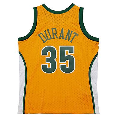 Men's Mitchell & Ness Kevin Durant Yellow Seattle SuperSonics 2007/08 Hardwood Classics Swingman Throwback Jersey
