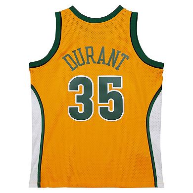 Men's Mitchell & Ness Kevin Durant Yellow Seattle SuperSonics  2007/08 Hardwood Classics Swingman Throwback Jersey