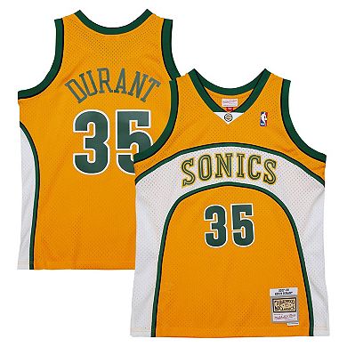 Men's Mitchell & Ness Kevin Durant Yellow Seattle SuperSonics 2007/08 Hardwood Classics Swingman Throwback Jersey
