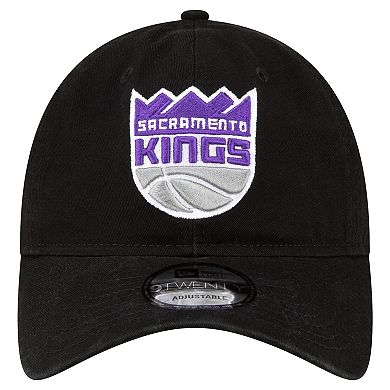 Men's New Era Black Sacramento Kings Team 2.0 9TWENTY Adjustable Hat