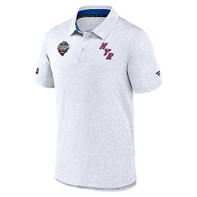 Men's Fanatics Branded White New York Rangers 2024 NHL Stadium Series Authentic Pro Jacquard Polo