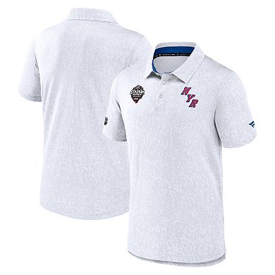 Men's Fanatics Branded White New York Rangers 2024 NHL Stadium Series Authentic Pro Jacquard Polo