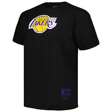 Men's Mitchell & Ness Black Los Angeles Lakers Big & Tall Hardwood Classics Vintage Logo T-Shirt