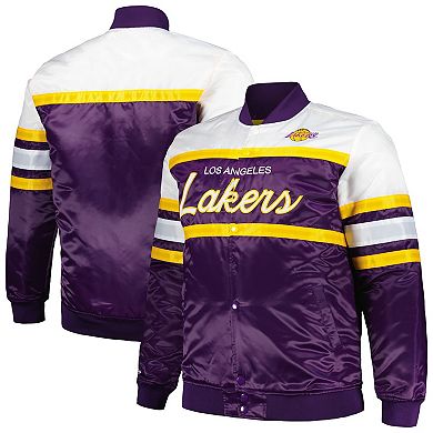 Men's Mitchell & Ness Purple/Gold Los Angeles Lakers Big & Tall Heavyweight Full-Snap Satin Jacket