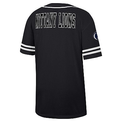Men's Colosseum Black Penn State Nittany Lions Free Spirited Mesh Button-Up Baseball Jersey