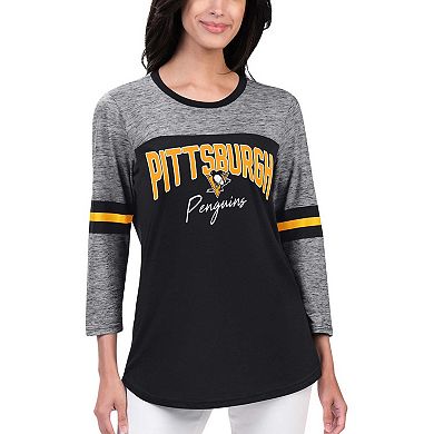 Women's G-III 4Her by Carl Banks Black Pittsburgh Penguins Play The Game 3/4-Sleeve T-Shirt