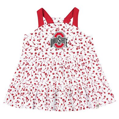 Girls Infant Colosseum White Ohio State Buckeyes Robin Floral Dress