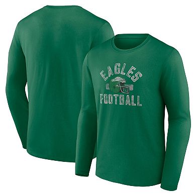 Men's Fanatics Branded Kelly Green Philadelphia Eagles Gridiron Classics Retro Block Long Sleeve T-Shirt