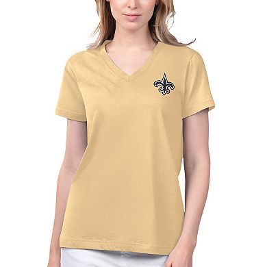 Women's Margaritaville Gold New Orleans Saints Game Time V-Neck T-Shirt