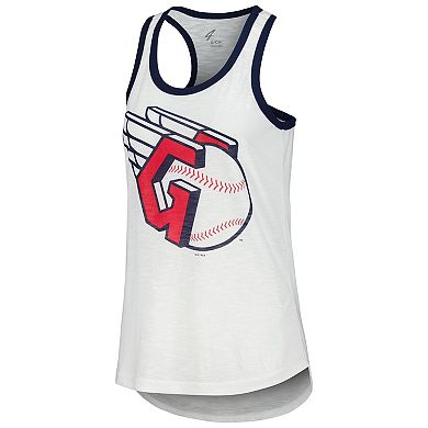 Women's G-III 4Her by Carl Banks White Cleveland Guardians Tater Tank Top